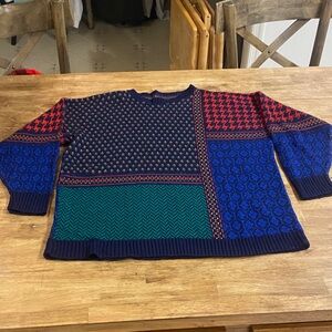 Vintage Multicolor Geometric Men's Crewneck Sweater